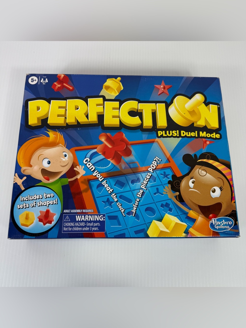 Hasbro Perfection Plus Duel 2 Player Mode Game 2020 Red & Yellow 99.9% Complete